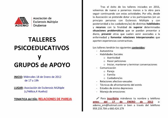Taller psicoeducativo (ADEMO) Taller psicoeducativo (ADEMO)
