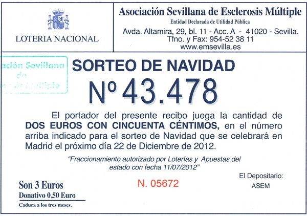 Lotería de Navidad de 2012 - ASEM Lotería de Navidad de 2012 - ASEM