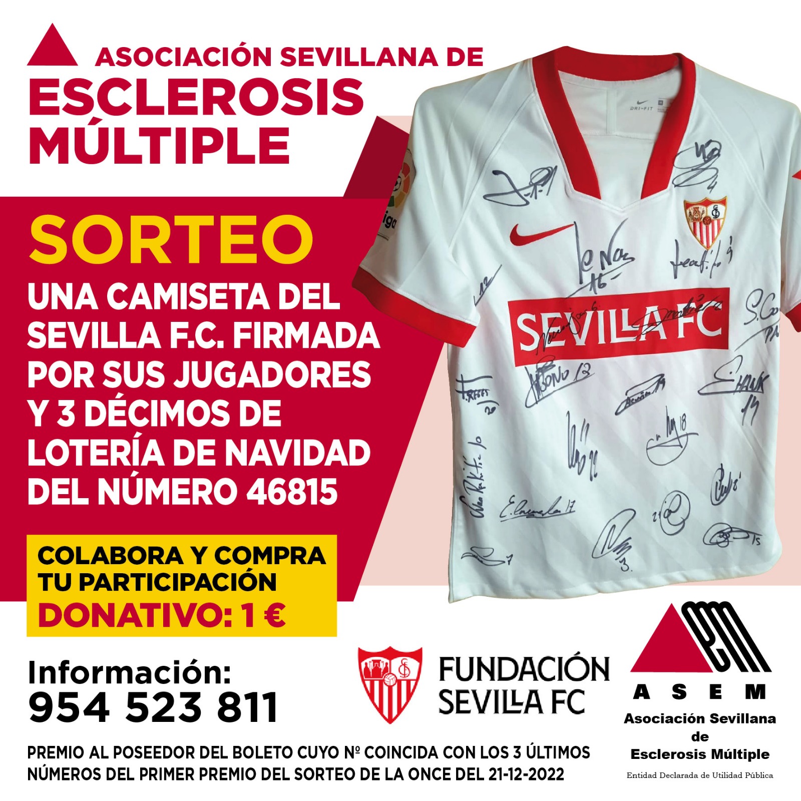 Quieres una CAMISETA DEL SEVILLA FC firmada por sus jugadores? - FEDEMA