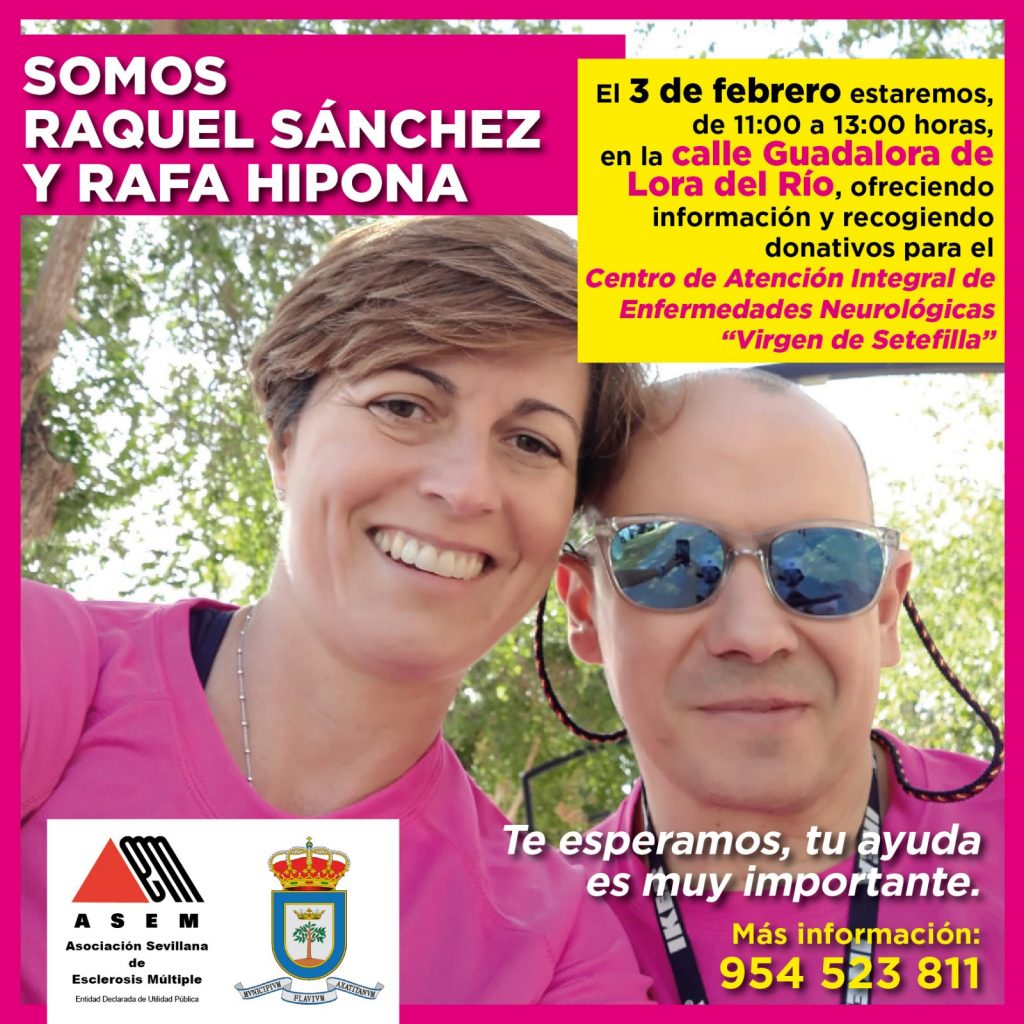 imagen Rafa Hipona y Raquel Sánchez invitándote a acudir a la jornada informativa del 3 de febrero en Lora del Río