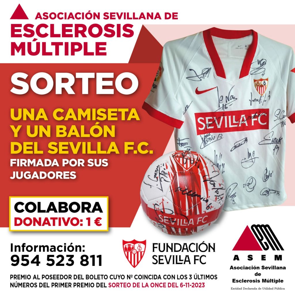 cartel sorteo camiseta y balón firmados del Sevilla FC