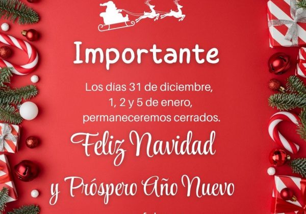 CERRAMOS 31 diciembre, 1, 2 y 5 de enero